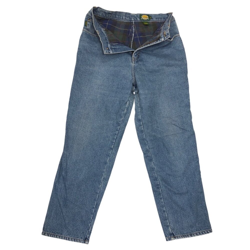 2/$30 Cabelas Womens Flannel-Lined Straight-Leg Denim Jeans Size 14 Reg 5 Pocket